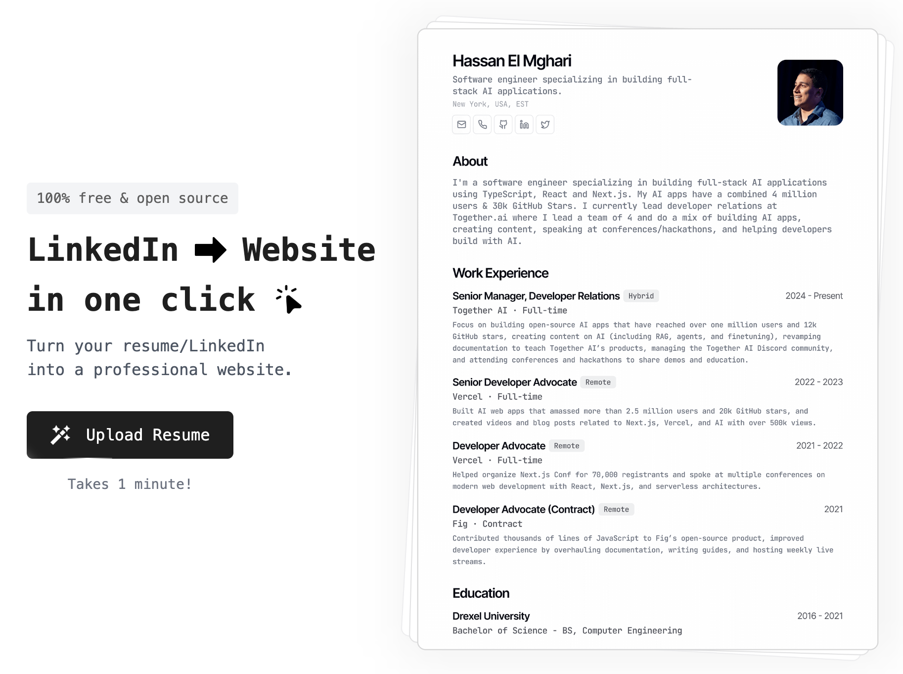 Self.so — Create a One-Page Website from LinkedIn Profile in One Click